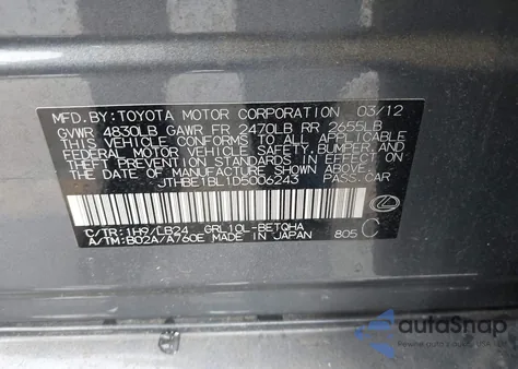 2013 Lexus Gs 350 from USA, damaged, VIN JTHBE1BL1D5006243